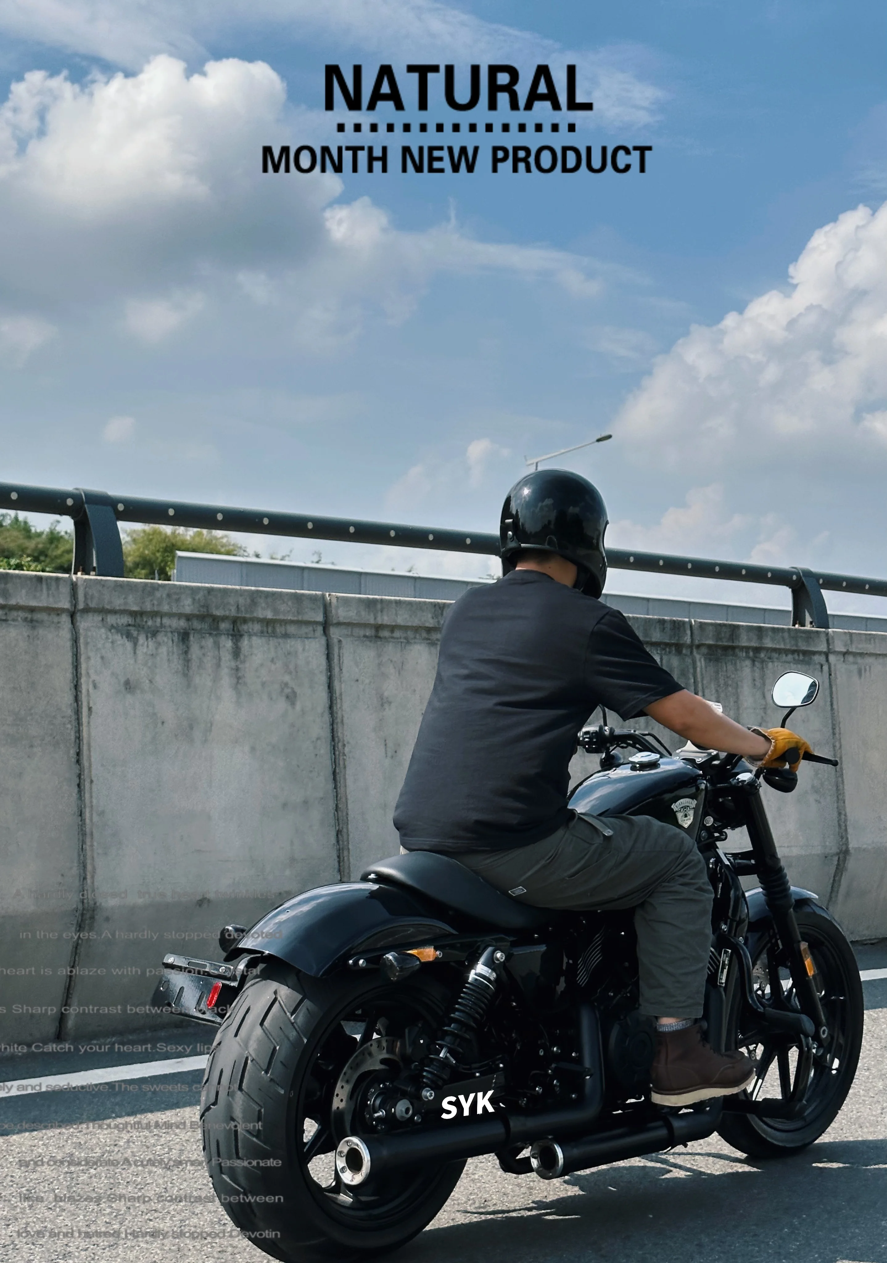 Мотонаклейка SYK X48 для Harley 800/883, ретро крузер, стиль широкая шина, чёрная