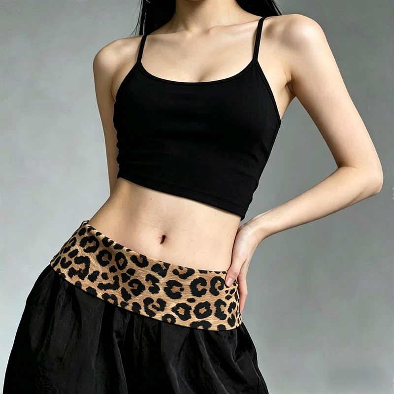 Jazz Dance New Style Niche Leopard Print Waist Accessory Street Dance Layered Skirt Waist Decoration Folded Fake Waistband Waist Cincher Jazz Dance New Style Niche Leopard Print Waist Accessory Street Dance Layered Skirt Waist Decoration Folded Fake Waistband Waist Cincher