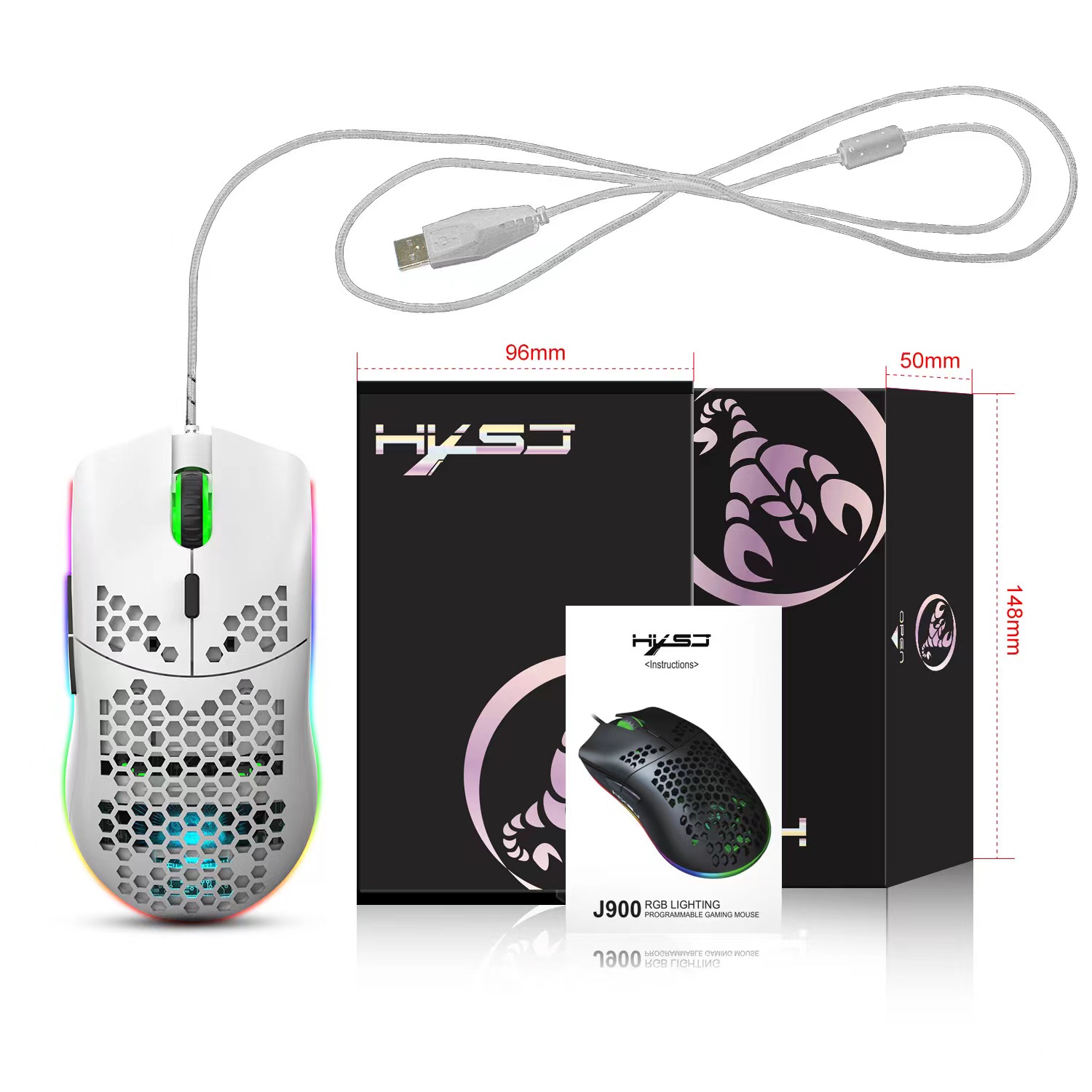 Hole mouse RGB luminous 6-key macro program design gaming mouse wireless can turn off the light desktop laptop