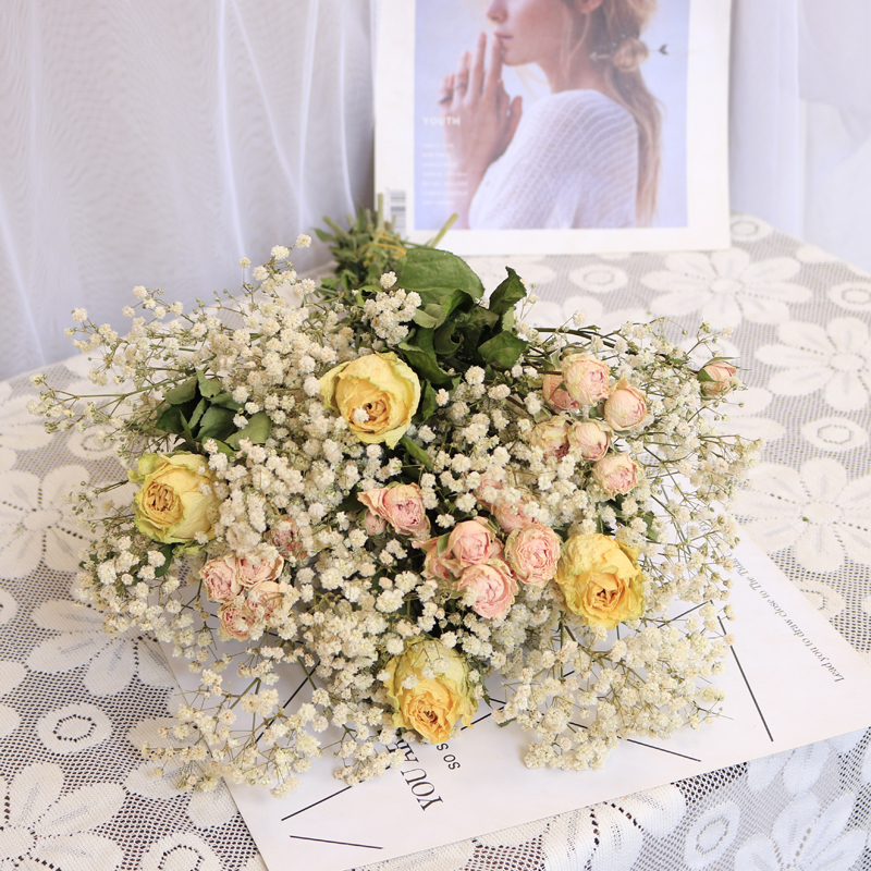 Yunnan natural dried flowers real flowers full of stars bouquets of air-dried rose home decoration ornaments net red ing flowers and grass mix