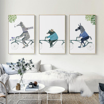 Shared bicycle cartoon animal living room combination decorative painting men and women children bedroom hanging childrens room cartoon wall mural