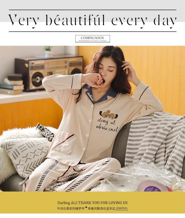 Đặc biệt hàng ngày đồ ngủ ít phụ nữ mùa xuân và mùa thu cotton dài tay dễ thương phụ nữ mùa hè dịch vụ nhà mỏng phù hợp với cardigan bộ mặc nhà đẹp