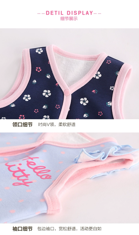 Quần áo trẻ em hellokitty 2018 mùa thu sản phẩm mới cô gái ấm áp vàng nhung vest bé ren ấm áo vest - Áo ghi lê