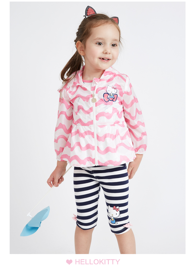 Hellokitty quần áo trẻ em cô gái 2018 mùa xuân và mùa hè mới quần áo da bé chống nắng quần áo áo khoác trẻ em ngoài trời quần áo bộ quần áo thể thao trẻ em