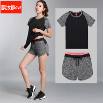 Sports shorts womens sports short sleeves womens sports summer suit ladies running quick dry loose size three-point shorts