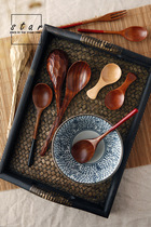Chinese and Japanese wooden spoon collection gourmet soup food dry goods photography shooting photo props background