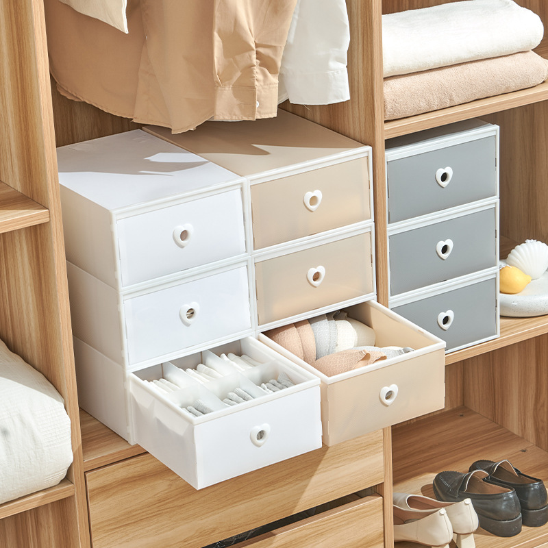 Underwear storage box plastic drawer-style partitioned wardrobe household underwear socks three-in-one storage box