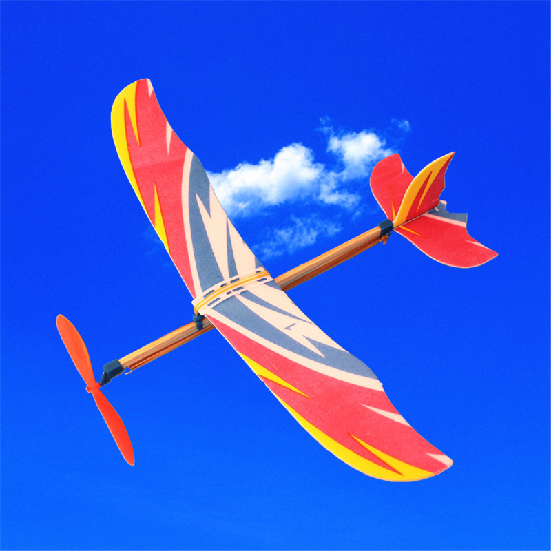 Mini trumpet Thunderbird aircraft rubber band hand-throwing foam glider aircraft model experiment handmade diy science and education