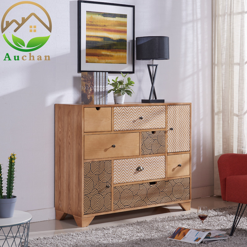 Nordic Minimalist Modern Solid Wood Fighting Cabinet Living-room Log Xuan Guan Cabinet Containing Cabinet Close To Wall Multifunction Drawer Decoration Cabinet