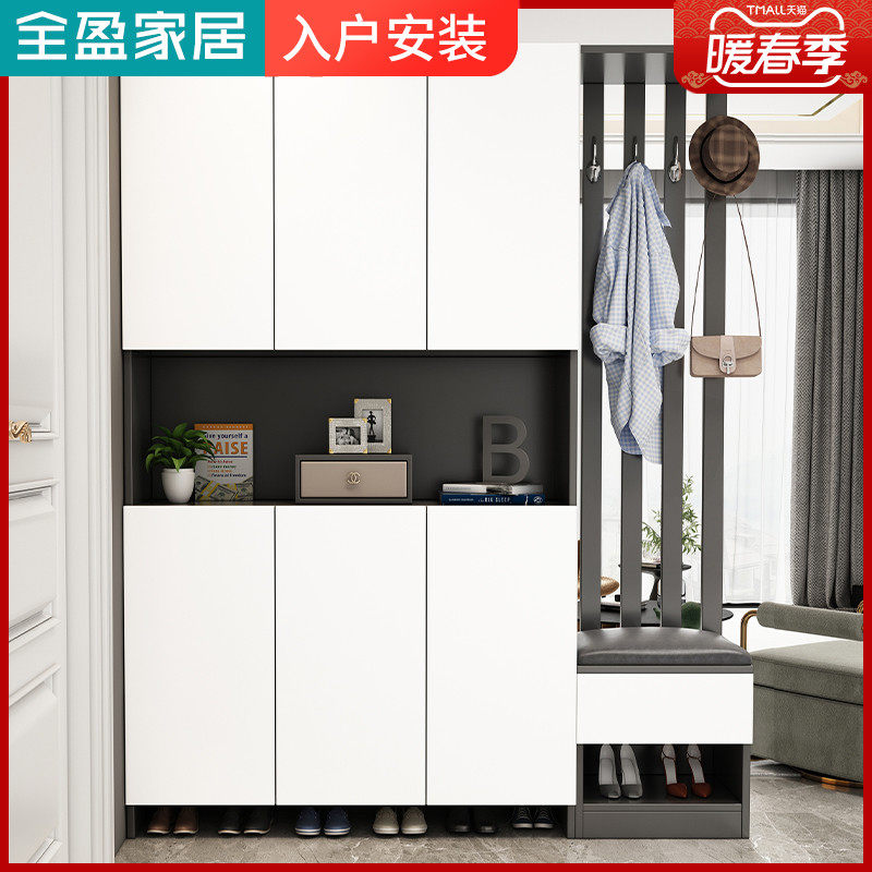 Simple modern entrance cabinet household small apartment partition cabinet living room entrance screen coat rack shoe cabinet integrated