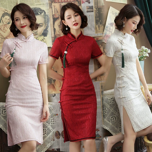 Зеленый ежедневный улучшенный Cheongsam 2025, новый стиль, молодая женщина, ретро, ​​мама, одежда для вступительных экзаменов в колледж, летнее платье