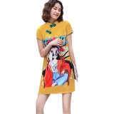 Ципао, короткое летнее платье, юбка, светлый стиль, китайский стиль, коллекция 2022, по фигуре