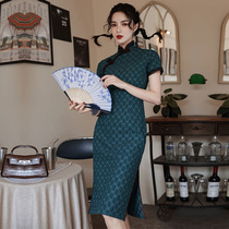 Slim cheongsam 2021 new young girl summer Chinese style short-sleeved modified version of the dress medium-long section