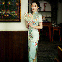 Long cheongsam young 2021 new female Chinese style retro slim stage catwalk improved version dress