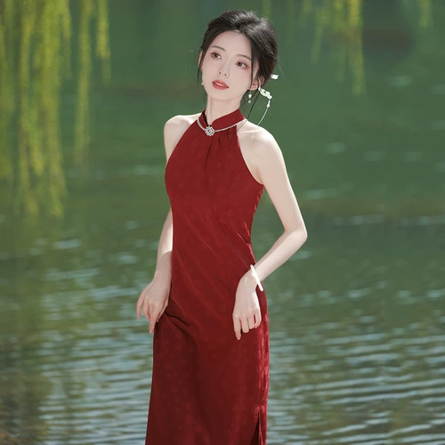 Легкое ципао без рукавов, сексуальное ретро элитное летнее платье, юбка, китайский стиль, светлый стиль