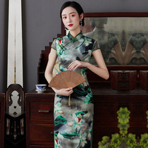 Long cheongsam 2021 new young girl retro slim walk show cheongsam improved version dress summer