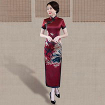Yijia red cheongsam 2021 new female Chinese style old Shanghai cheongsam modified version dress long retro temperament