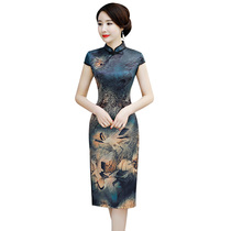 Yijia red cheongsam 2021 new young women retro short sleeve daily wear dress summer long
