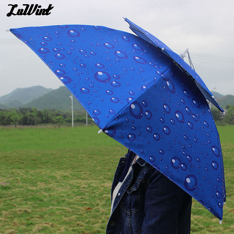 luwint double-layer windproof fishing umbrella hat, windproof, rainproof, sunshade, folding umbrella cap