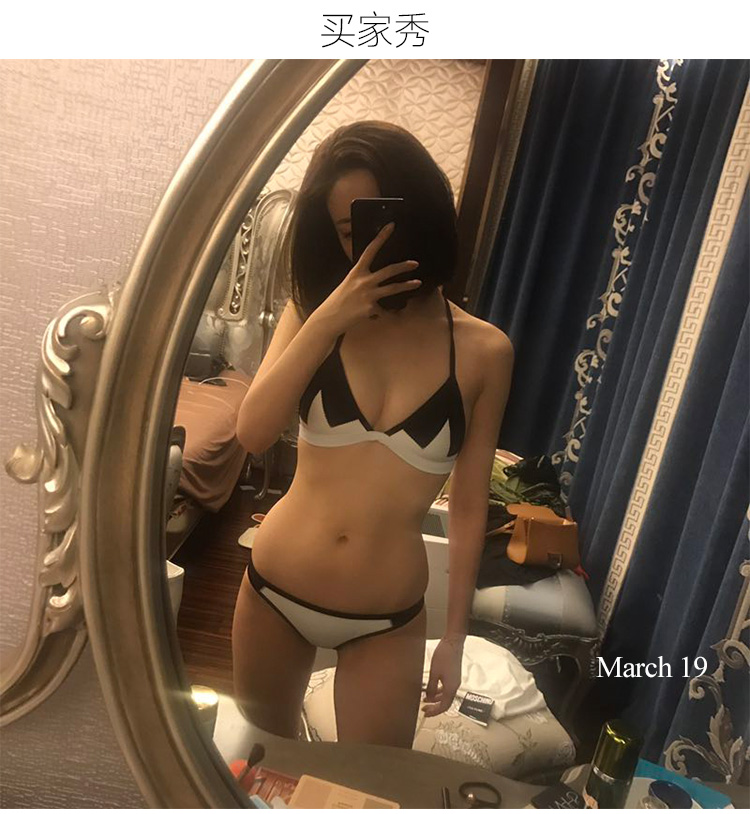 Bộ bikini tam giác tháng 3 năm 2019 mới không có thép hỗ trợ màu huỳnh quang tương phản màu lặn áo tắm nữ - Bikinis đồ tắm nữ