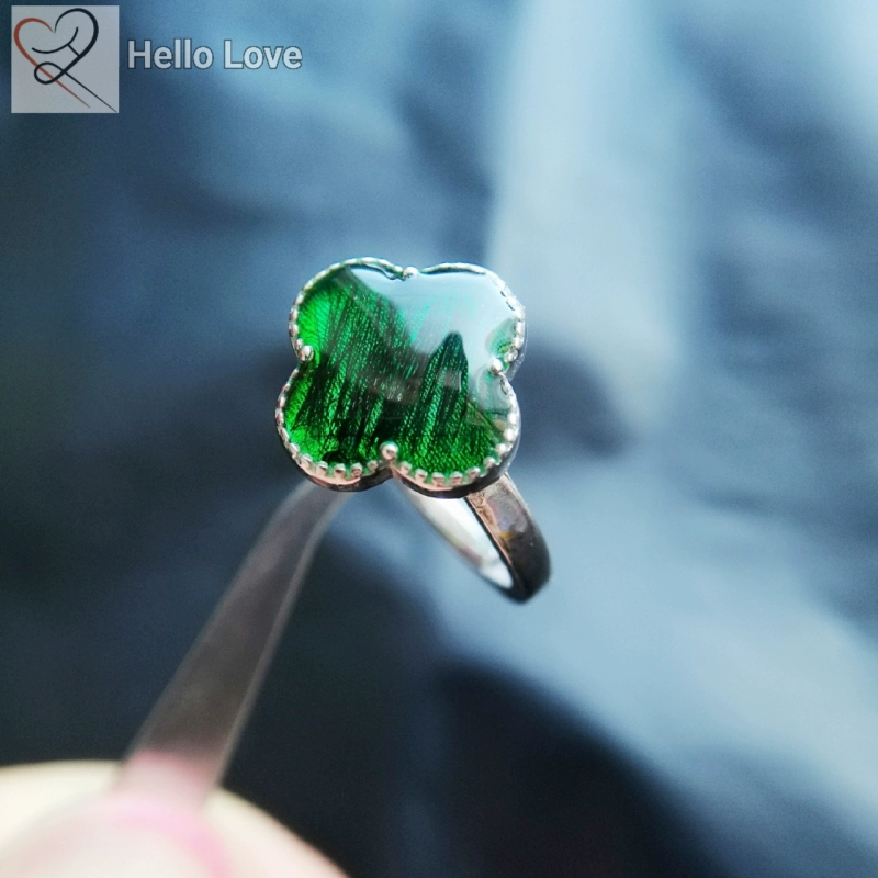 HelloLove sterling bạc bốn lá cỏ cỏ nhẫn DIY vật liệu gói bé lưu niệm bé tóc mặt dây chuyền - Quà lưu niệm cho bé / Sản phẩm cá nhân