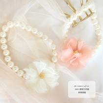 MOG big pearl pet collar necklace cat dog necklace cute retro big flower