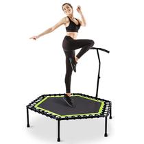 48 Inch Fitness Trampoline Adult Commercial Section Hexagon 53 Inch Stretch Rope Fit Armrest Mute Bounce Bed