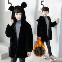 Boys  winter mink coat 2021 new net red handsome thickened fur winter big childrens coat tide