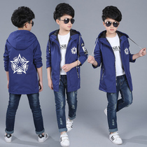 Childrens clothing boy jacket 2021 new 5 childrens medium-long autumn and winter models plus cotton windbreaker 9 large childrens jacket top