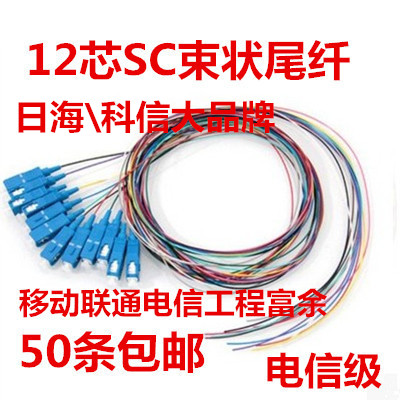 12 core SC bundle pigtail Carrier grade 12 core square head bundle pigtail Single head pigtail Single mode pigtail FC round head