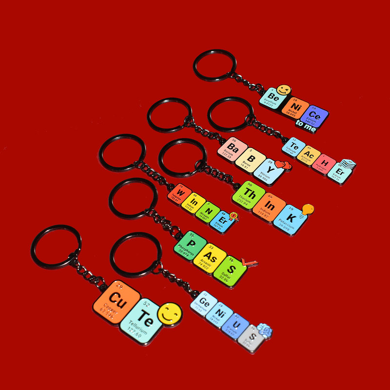 Science Student Gift Element Symbol Spelling English Pass Baby Cute Genius Chemistry Keychain