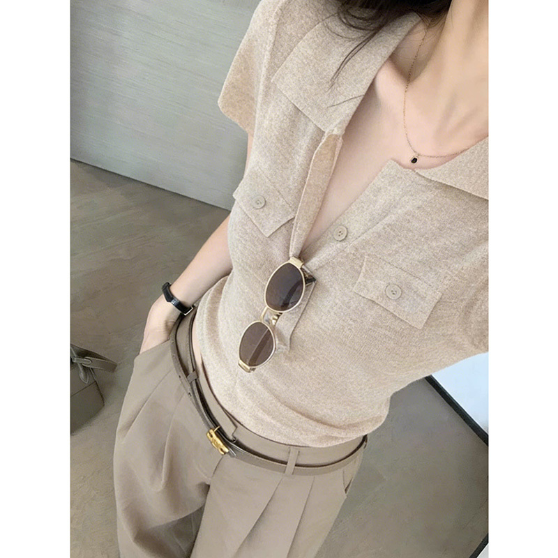 Old Money Style Linen Regular Shoulder Lapel Knit Short-Sleeve T-Shirt Summer Casual Slim Fit Light Polo Shirt Top Old Money Style Linen Regular Shoulder Lapel Knit Short-Sleeve T-Shirt Summer Casual Slim Fit Light Polo Shirt Top