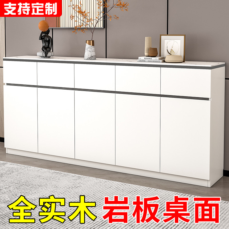 Solid Wood Dining Side Cabinet Modern Minima Light Lavish Rockboard Kitchen Cupboard Living Room Leaning Against Wall Side Cabinet Lockers Lockers-Taobao