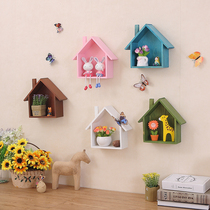 Colored small house wall decoration living room wall decoration pendant kindergarten shop wall decoration rack solid wood