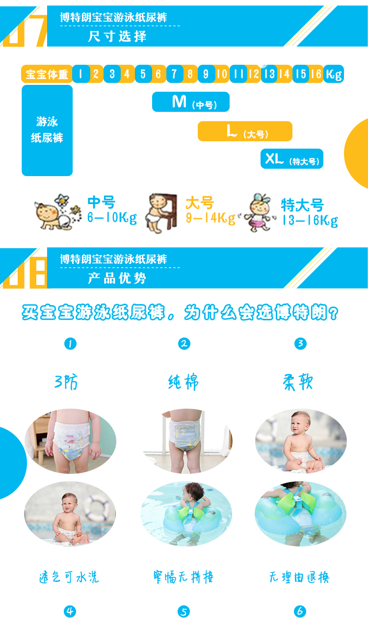 Botlang bé trai và bé gái bơi tã không thấm nước L code tã kéo quần bé cung cấp bọc các loại tã bỉm