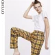 Oysho mùa thu đông giảm giá Flannel mid-eo sọc quần nhà quần quần cotton nữ 30334623325 quần kaki nữ