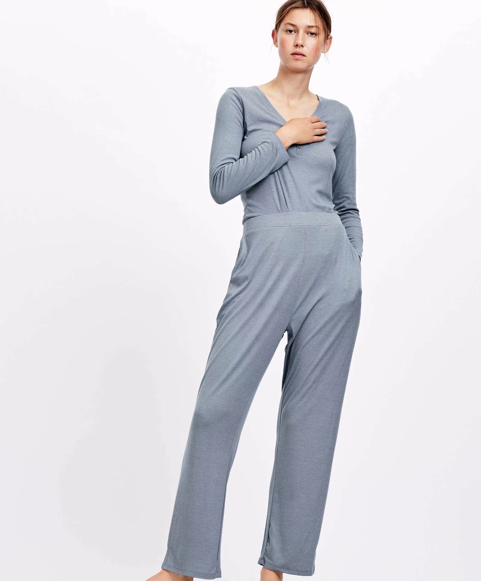 Oysho giảm giá mùa thu và mùa đông Sọc dọc ở thắt lưng quần nhà thoải mái quần pyjama nữ quần 30328613499 quần dài thể thao nam