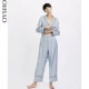 Oysho màu xanh ống nhà quần pyjama quần eo nữ mùa thu và mùa đông 30320632499 quần nữ