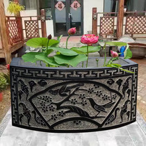 Stone Carving Fish Tank Green Stone Imitation Ancient Water Cylinder Stone Basin Semicircle Flow Sink Patio Outdoor Rearing Fish Pond Decoration Engraving Pendulum