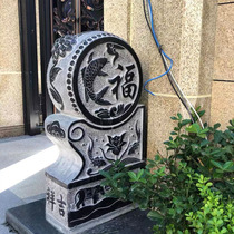 Stone carved door mound with drumstone imitation ancient stone mound green stone lions leopard Fortune Stone Drum Courtyard Hotel Door Drum Stone Pendulum