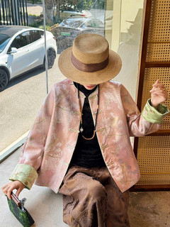 Fuduo magnolia fanghua autumn new chinese style elegant silk jacquard elegant round neck magnolia embroidered jacket