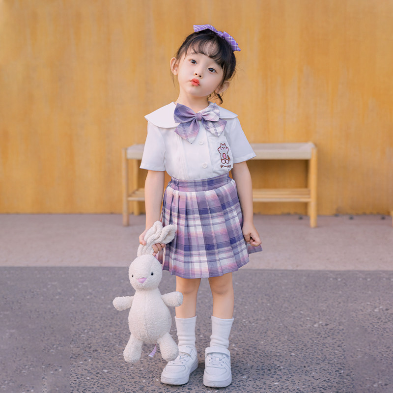 Children's JK uniform suit summer skirt baby college style children's full set of girls' summer school uniform summer class service