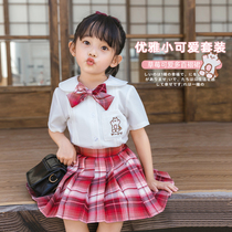 Girls summer suit short skirt children Jk short sleeve uniform Academy wind pleated half skirt Children Baby summer clothes