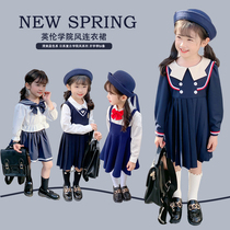 Girls dress Dress Spring Dress Children College Wind Jk Uniform Suit 2022 New Dress Class Clothes Little Baby Spring Autumn
