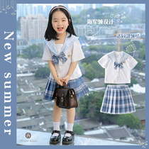 Childrens JK uniform Academy wind half-length pleated skirt school uniform two-piece primary school girl girl 8-year-old baby skirt