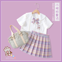 Girls jk uniform summer suit full baby summer skirt genuine 12-year-old children Primary School students summer children