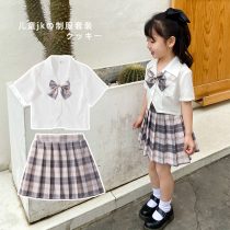 Childrens JK uniform set girls foreign summer skirt Primary School students 10-year-old baby short-sleeved skirt two-piece set