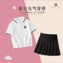 Girls summer suit 2021 New Trend Fashion childrens clothing Girls College Wind half skirt small childrens summer clothes