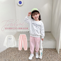 Childrens autumn clothes sweatpants set Spring and Autumn long sleeve pullover baby children autumn 2021 womens two-piece tide