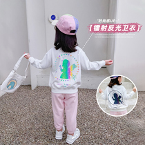 Girls clothes spring and autumn children loose baby long sleeve pullover white children autumn girl early autumn coat tide